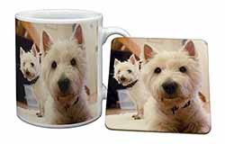 West Highland Terrier Dogs Mug and Coaster Set
