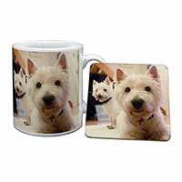 West Highland Terrier Dogs Mug and Coaster Set