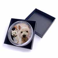 West Highland Terrier Dogs Glass Paperweight in Gift Box