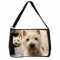 West Highland Terrier Dogs Large Black Laptop Shoulder Bag School/College