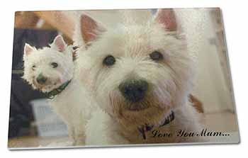 Large Glass Cutting Chopping Board Westie Dogs 