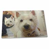 Large Glass Cutting Chopping Board Westie Dogs 