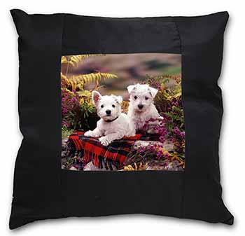 West Highland Terriers Black Satin Feel Scatter Cushion