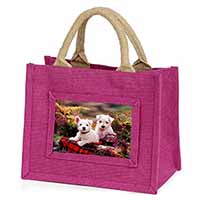 West Highland Terriers Little Girls Small Pink Jute Shopping Bag