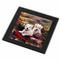West Highland Terriers Black Rim High Quality Glass Coaster