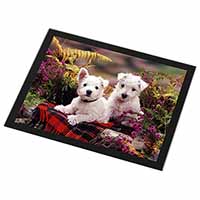 West Highland Terriers Black Rim High Quality Glass Placemat