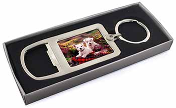 West Highland Terriers Chrome Metal Bottle Opener Keyring in Box