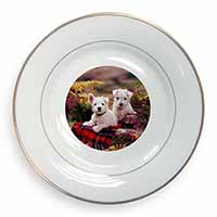 West Highland Terriers Gold Rim Plate Printed Full Colour in Gift Box