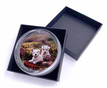 West Highland Terriers Glass Paperweight in Gift Box