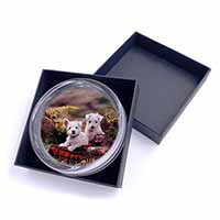West Highland Terriers Glass Paperweight in Gift Box