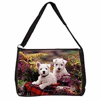 West Highland Terriers Large Black Laptop Shoulder Bag School/College