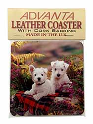 West Highland Terriers Single Leather Photo Coaster