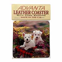 West Highland Terriers Single Leather Photo Coaster