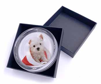West Highland Terrier Dog Glass Paperweight in Gift Box