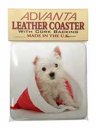 West Highland Terrier Dog Single Leather Photo Coaster