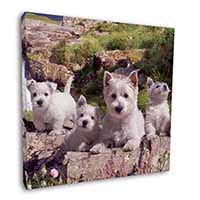 West Highland Terrier Dogs Square Canvas 12"x12" Wall Art Picture Print