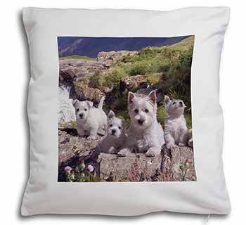 West Highland Terrier Dogs Soft White Velvet Feel Scatter Cushion