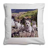 West Highland Terrier Dogs Soft White Velvet Feel Scatter Cushion