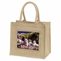 West Highland Terrier Dogs Natural/Beige Jute Large Shopping Bag