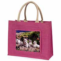 West Highland Terrier Dogs Large Pink Jute Shopping Bag
