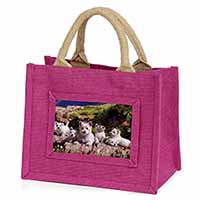 West Highland Terrier Dogs Little Girls Small Pink Jute Shopping Bag