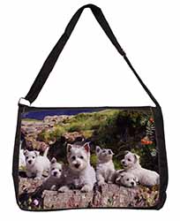 West Highland Terrier Dogs Large Black Laptop Shoulder Bag School/College