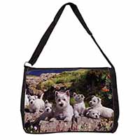 West Highland Terrier Dogs Large Black Laptop Shoulder Bag School/College