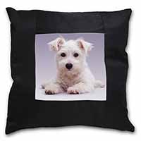 West Highland Terrier Dog Black Satin Feel Scatter Cushion