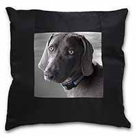 Weimaraner Dog  Black Satin Feel Scatter Cushion