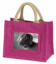 Weimaraner Dog  Little Girls Small Pink Jute Shopping Bag
