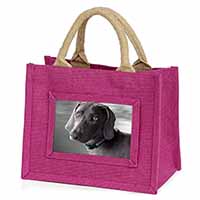 Weimaraner Dog  Little Girls Small Pink Jute Shopping Bag