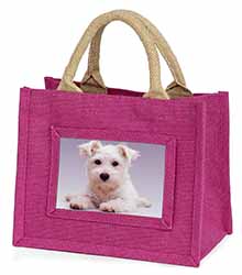 West Highland Terrier Dog Little Girls Small Pink Jute Shopping Bag