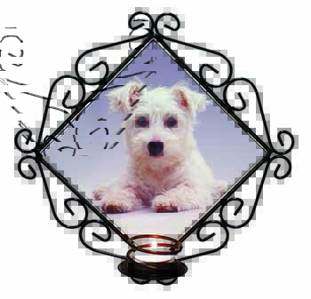 West Highland Terrier Dog Wrought Iron Wall Art Candle Holder