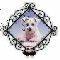 West Highland Terrier Dog Wrought Iron Wall Art Candle Holder