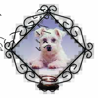 West Highland Terrier Dog Wrought Iron Wall Art Candle Holder