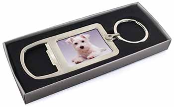 West Highland Terrier Dog Chrome Metal Bottle Opener Keyring in Box