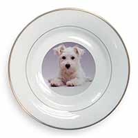 West Highland Terrier Dog Gold Rim Plate Printed Full Colour in Gift Box