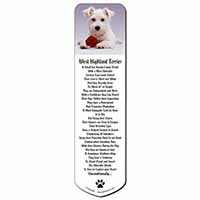 West Highland Terrier with Rose Bookmark, Book mark, Printed full colour