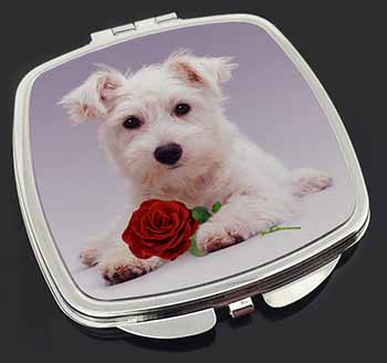 West Highland Terrier with Rose Make-Up Compact Mirror