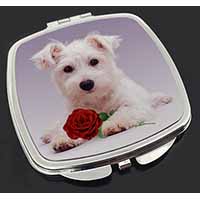 West Highland Terrier with Rose Make-Up Compact Mirror