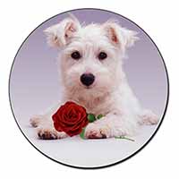 West Highland Terrier with Rose Fridge Magnet Printed Full Colour