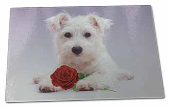 Large Glass Cutting Chopping Board West Highland Terrier with Rose