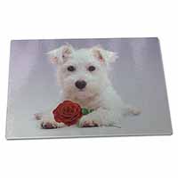 Large Glass Cutting Chopping Board West Highland Terrier with Rose