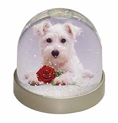 West Highland Terrier with Rose Snow Globe Photo Waterball