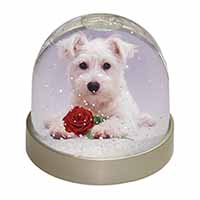 West Highland Terrier with Rose Snow Globe Photo Waterball