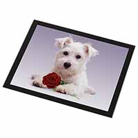 West Highland Terrier with Rose Black Rim High Quality Glass Placemat