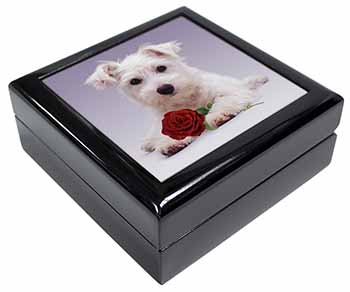 West Highland Terrier with Rose Keepsake/Jewellery Box