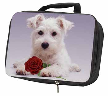 West Highland Terrier with Rose Black Insulated School Lunch Box/Picnic Bag