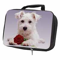 West Highland Terrier with Rose Black Insulated School Lunch Box/Picnic Bag