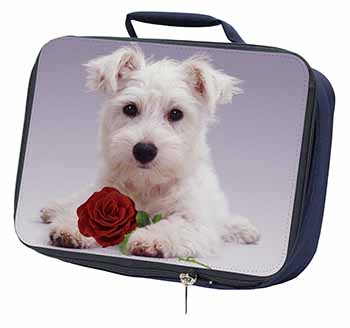 West Highland Terrier with Rose Navy Insulated School Lunch Box/Picnic Bag